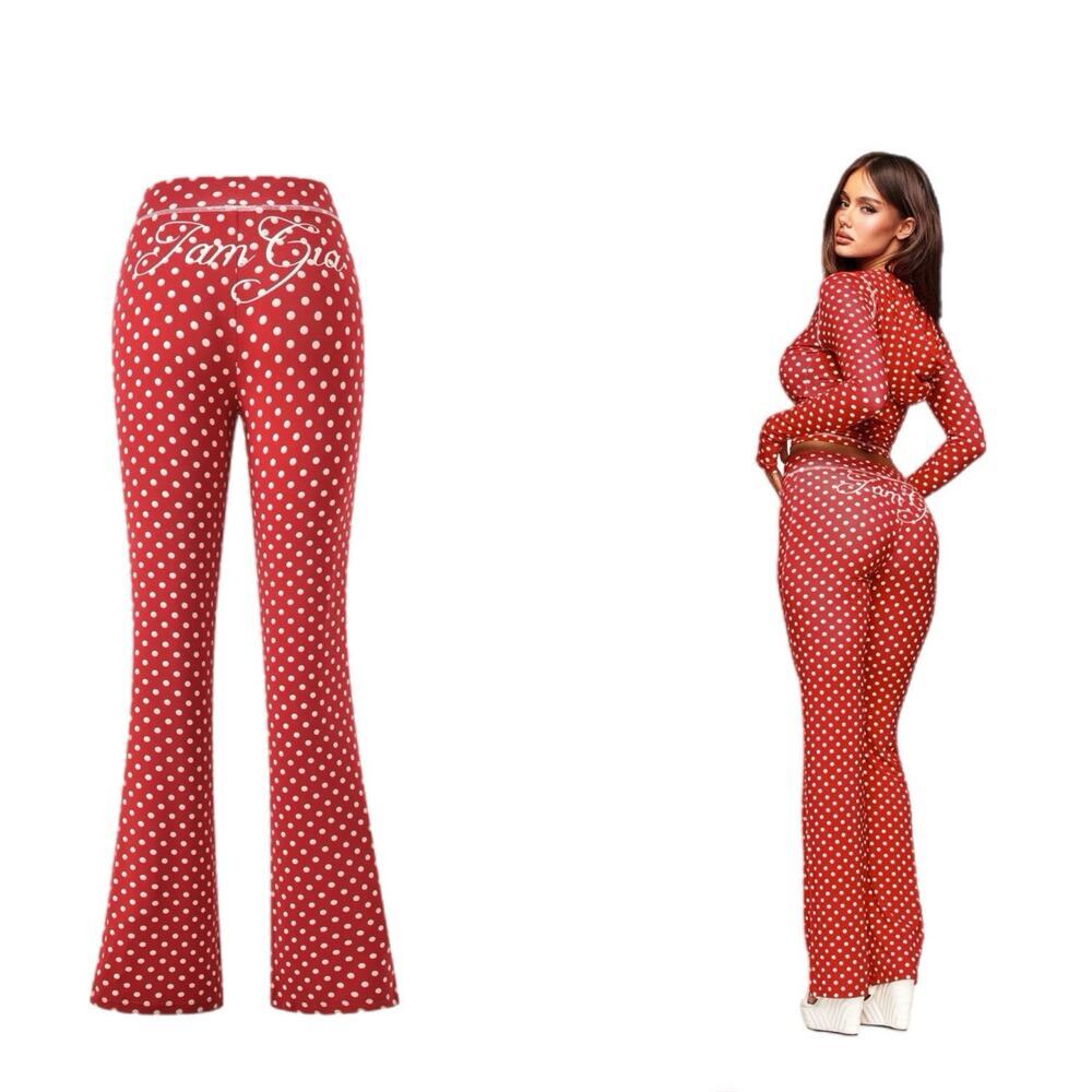 I.AM.GIA Women's Blare Flare Leg Lightweight Trackpants XS LB3 Red Polka Dot